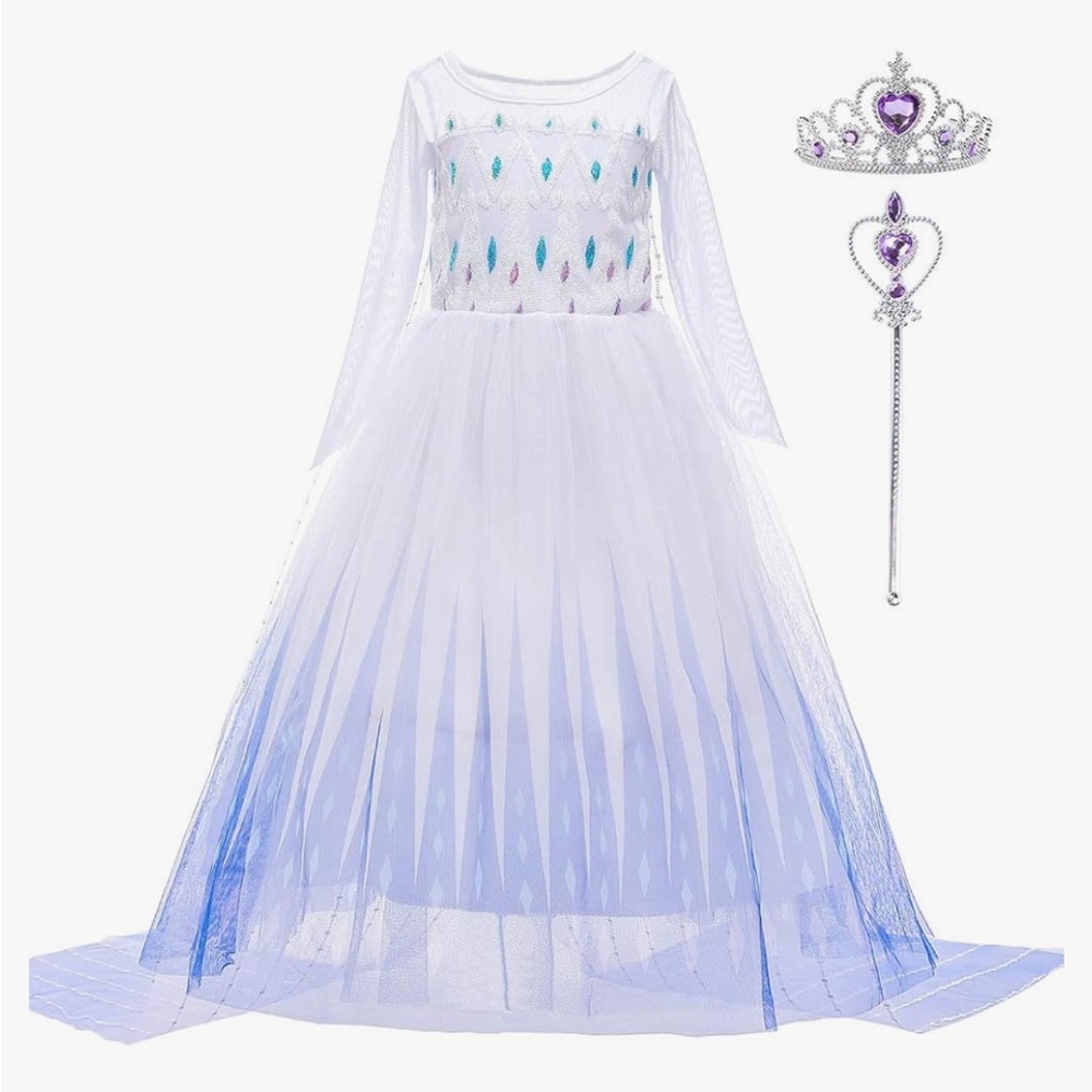 Princess Dress & Accessories Set (Frozen 2 Elsa inspired costume) Size130/5-6T
